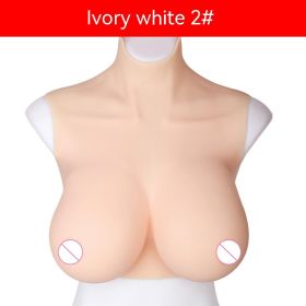 High Collar Short Section Half Body Solid Artificial Breast (Option: Ivory White-D Cup 1900g)