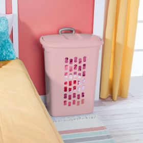 Wheeled Laundry Hamper Plastic, White, Set of 2 (Actual Color: Pink)