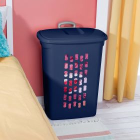 Wheeled Laundry Hamper Plastic, White, Set of 2 (Actual Color: Navy Blue)