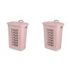 Wheeled Laundry Hamper Plastic, White, Set of 2